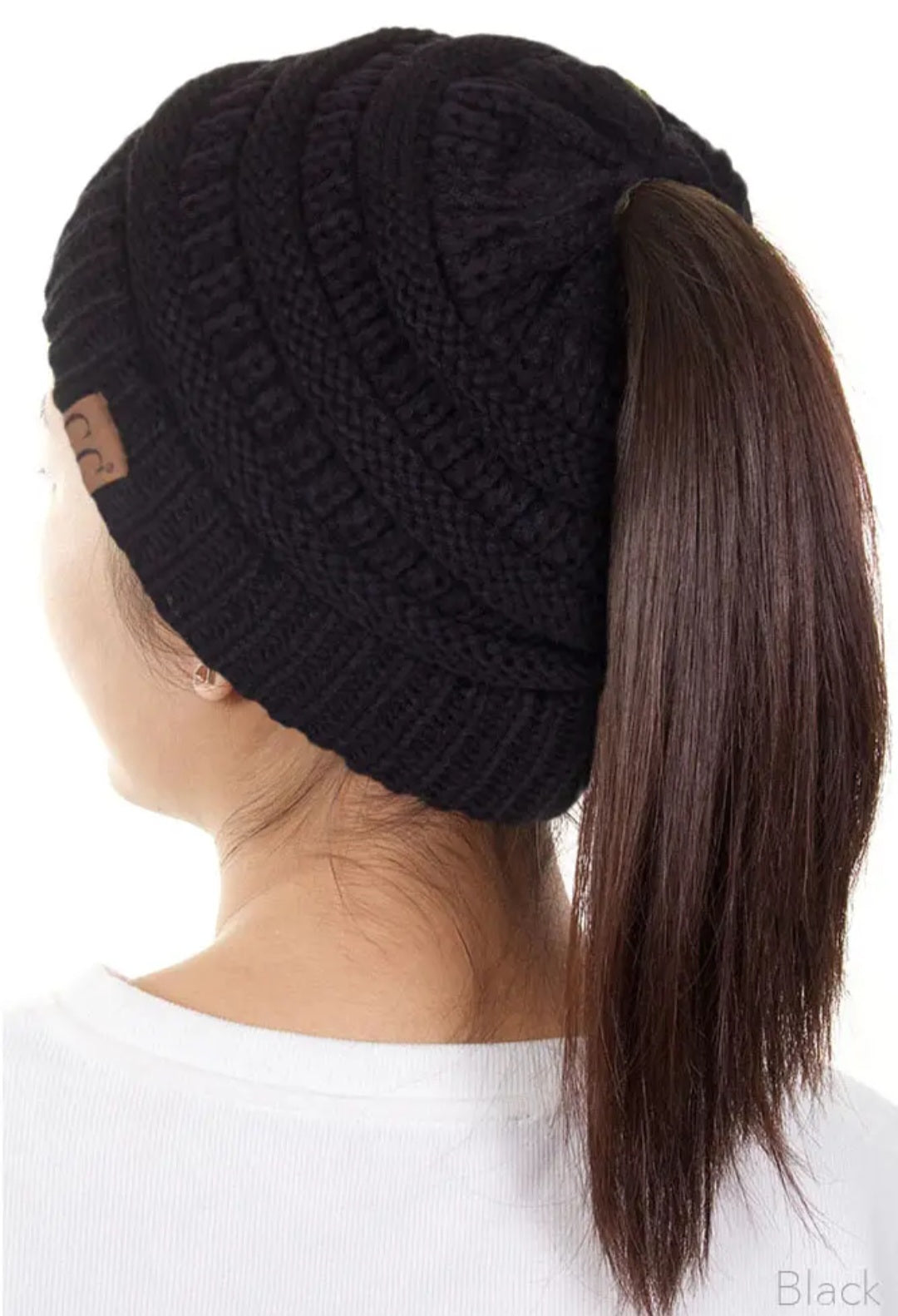 C.C Solid Color Ponytail Messy Bun Beanie (30 Colors to choose from)