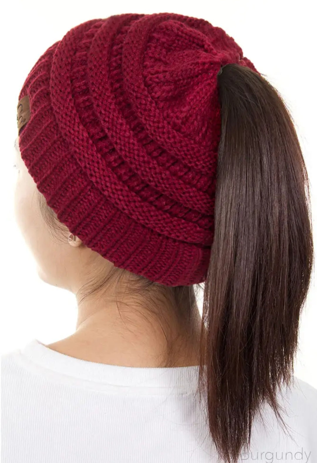 C.C Solid Color Ponytail Messy Bun Beanie (30 Colors to choose from)