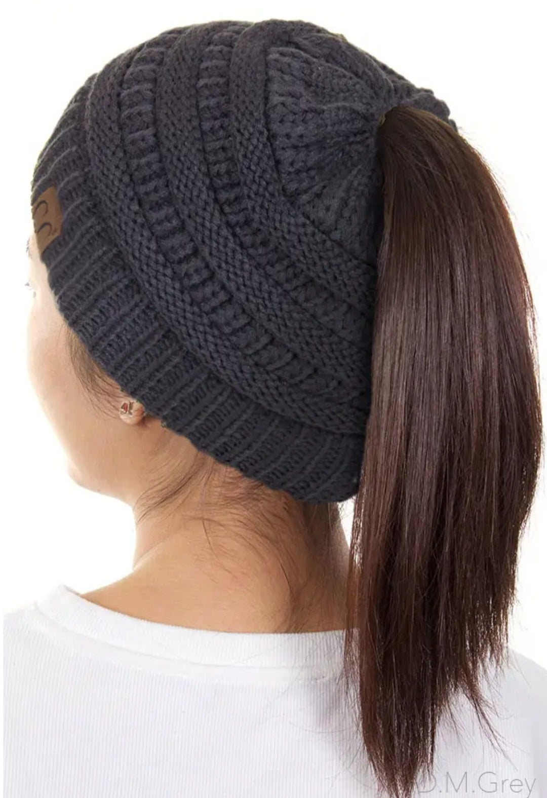 C.C Solid Color Ponytail Messy Bun Beanie (30 Colors to choose from)