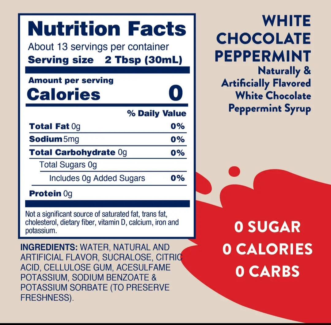 Jordan's Skinny Mixes Sugar Free White Chocolate Peppermint Syrup