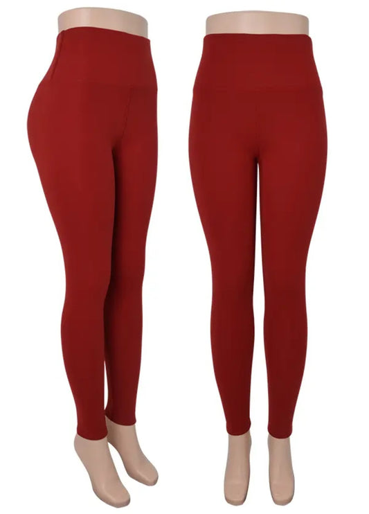 Winter Leggings Fleece - Red