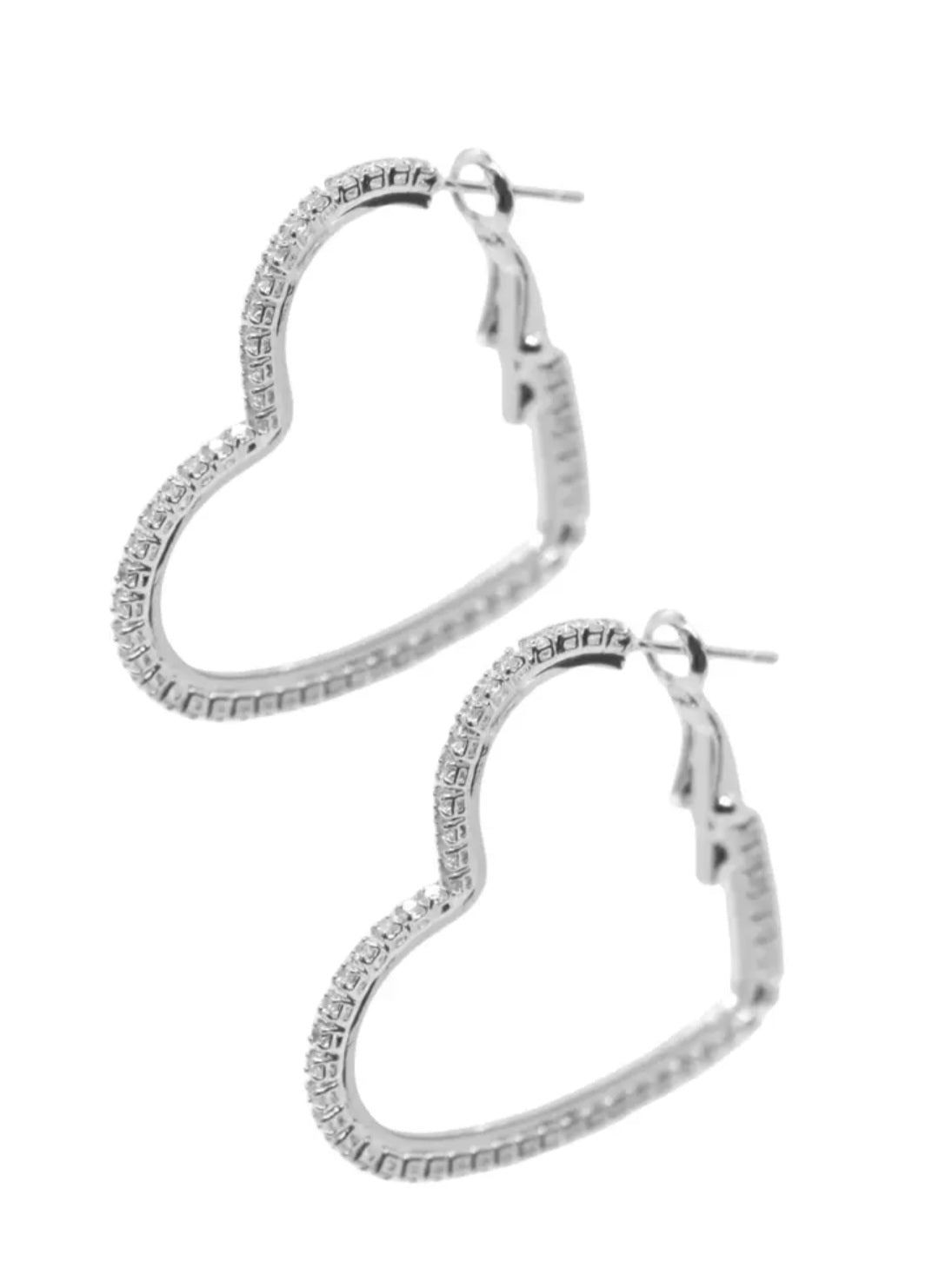 Heart-Shaped Silver Earrings