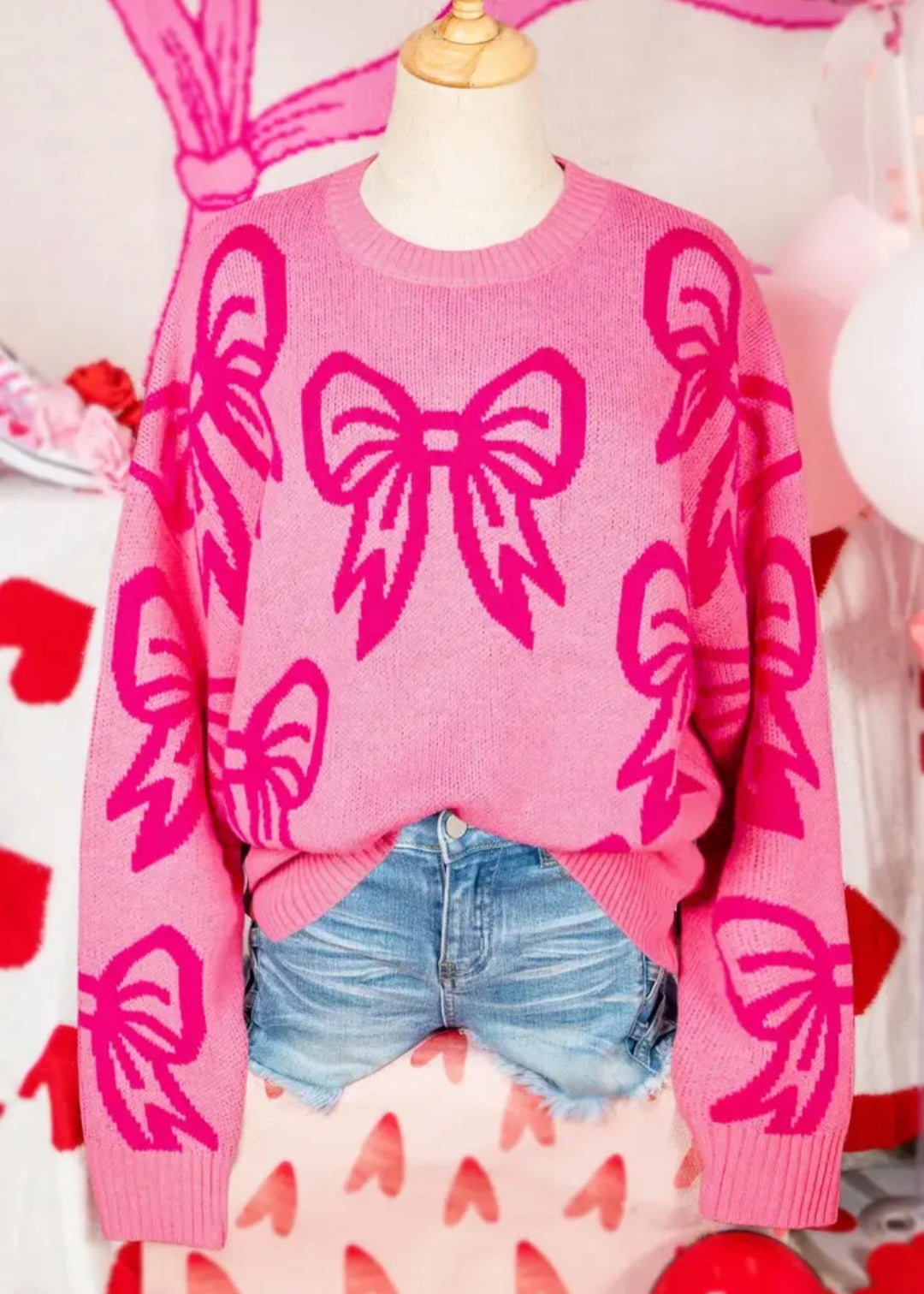 Valentine Bow Pattern Sweater