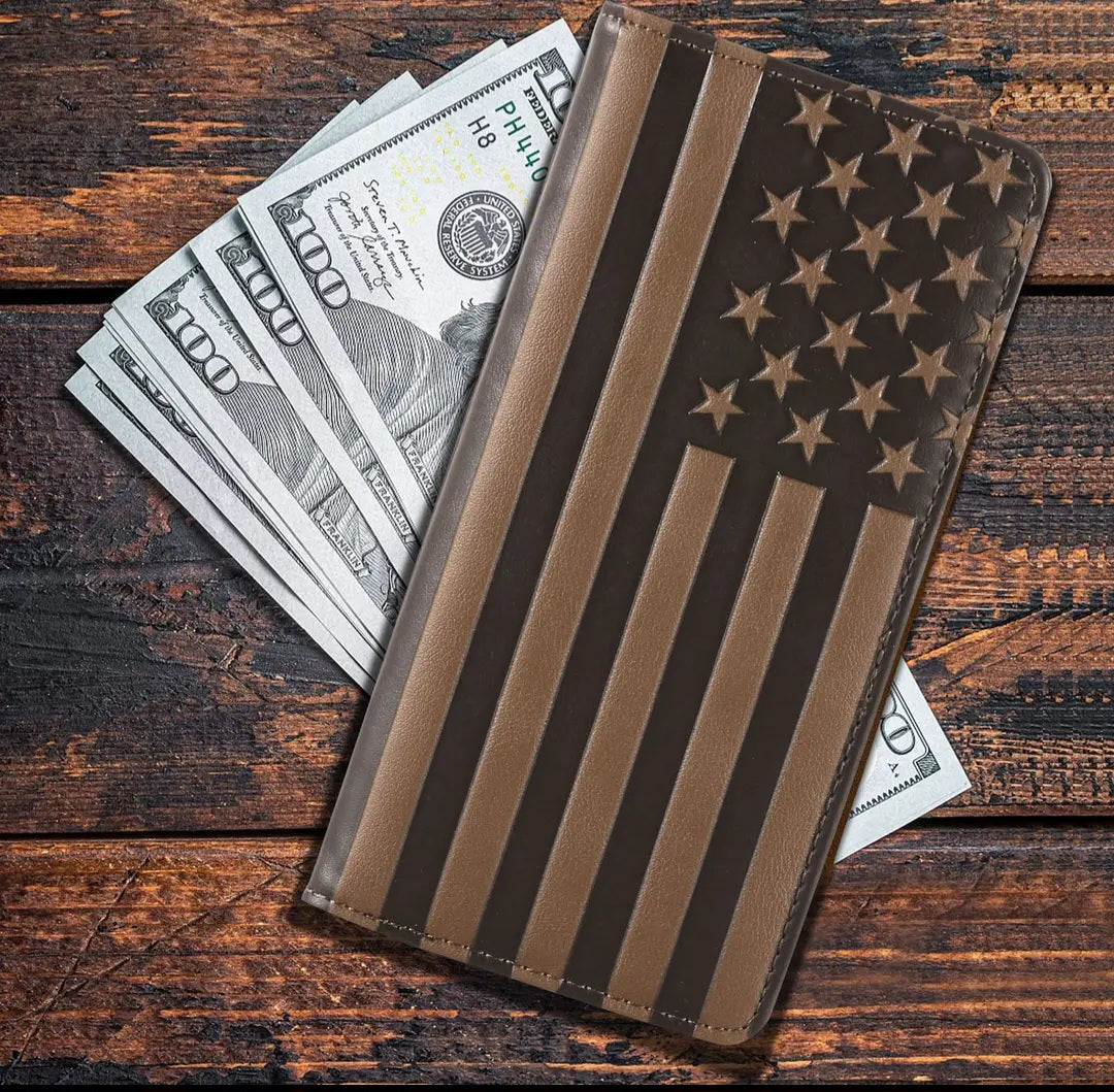 Patriotic Collection Men's Bifold Long Leather Wallet