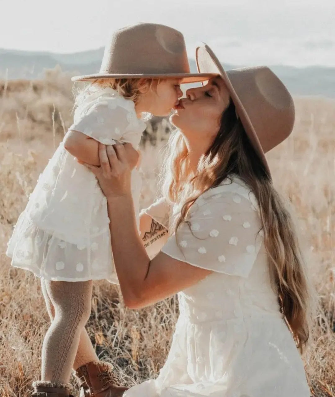 Mommy and Me Short Sleeve Dot Dress - Ivory