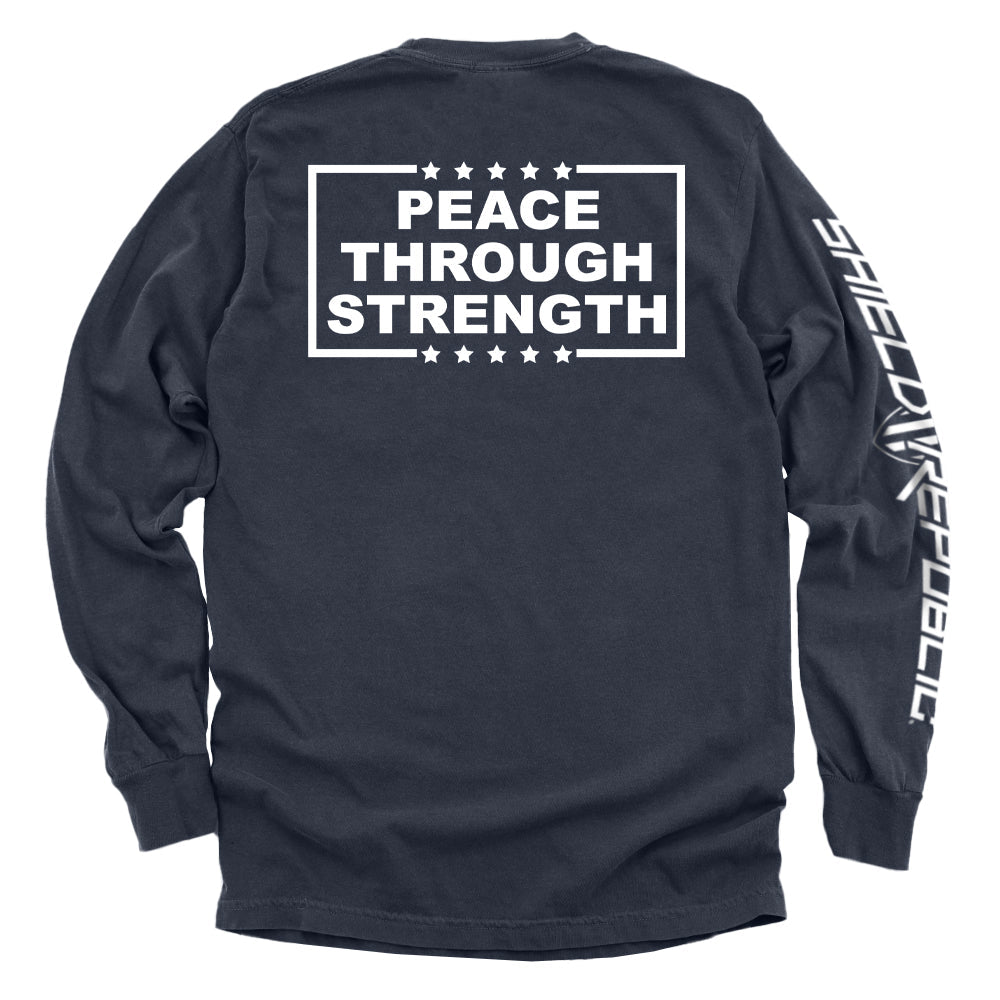 Shield Republic Peace Through Strength White
