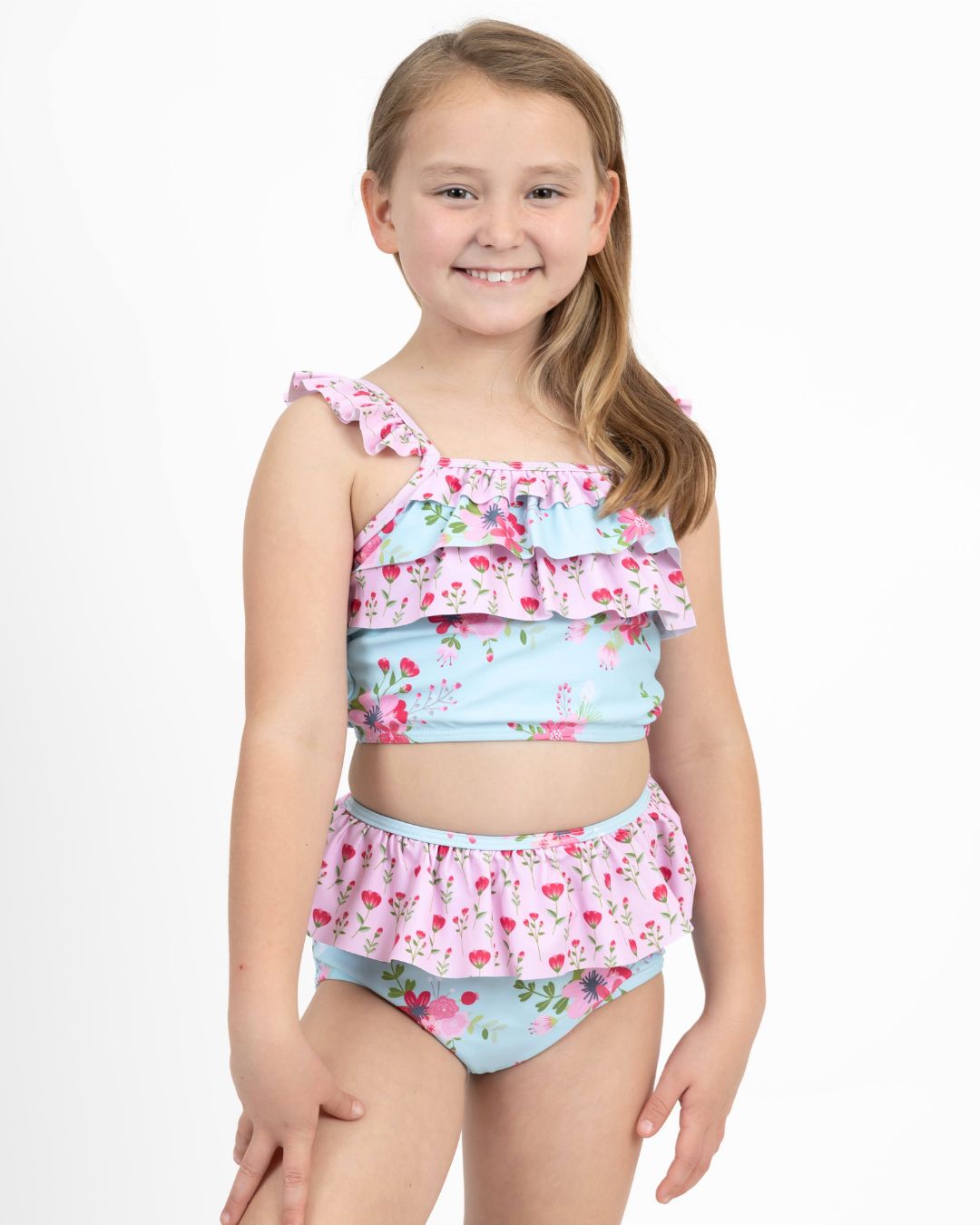 Vintage Floral Two piece girls swimsuit