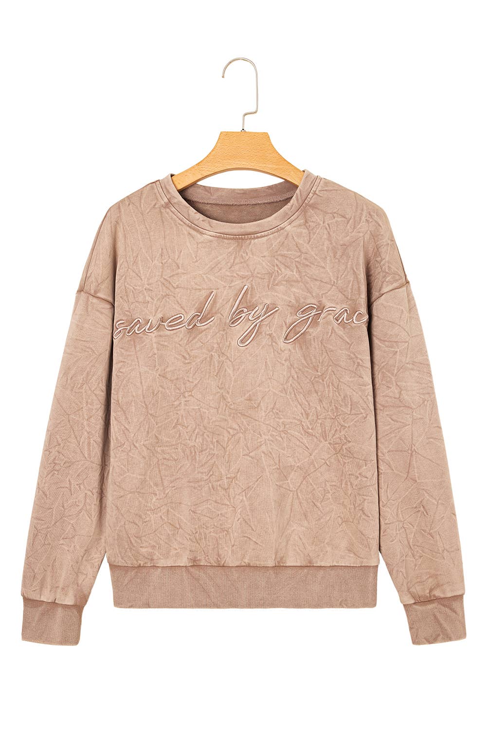 Saved by grace Embroidery Mineral Wash Sweatshirt