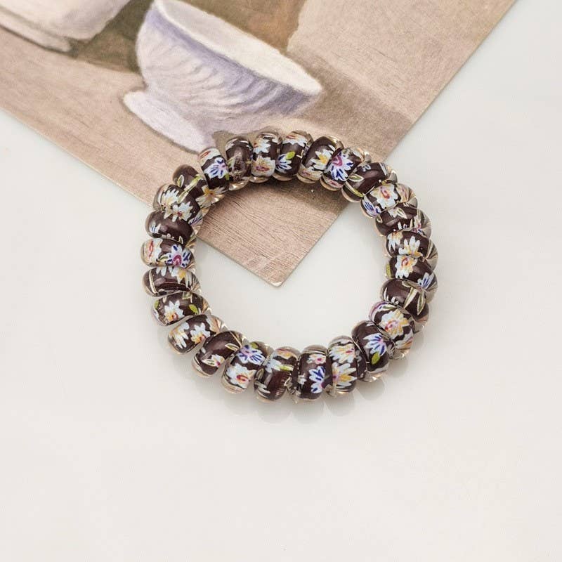 MIX  FLOWER FLORAL SET OF 5  COIL HAIR TIES