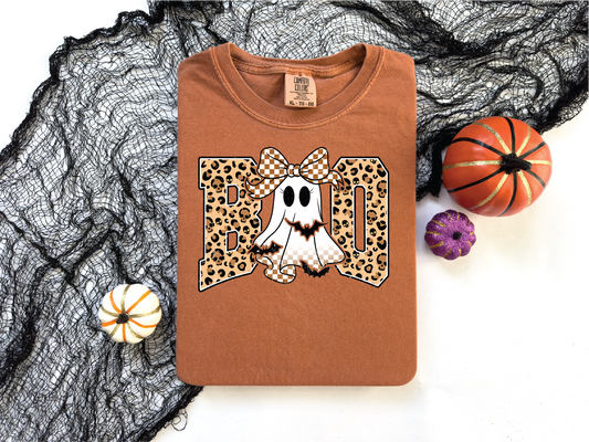 Boo Checkered Ghost- Fall Graphic T-Shirt