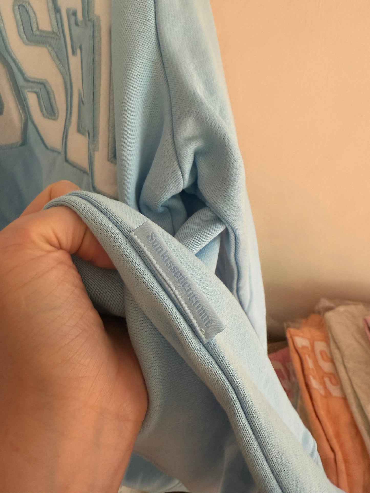 Sunkissed Coconut Berry Blue Varsity Sunkissed Embroidered Mockneck Sweatshirt 100% Cotton