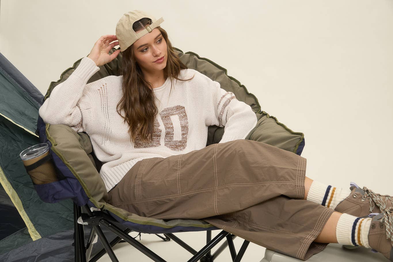 DISTRESSED LONG SLEEVE VARSITY KNIT TOP