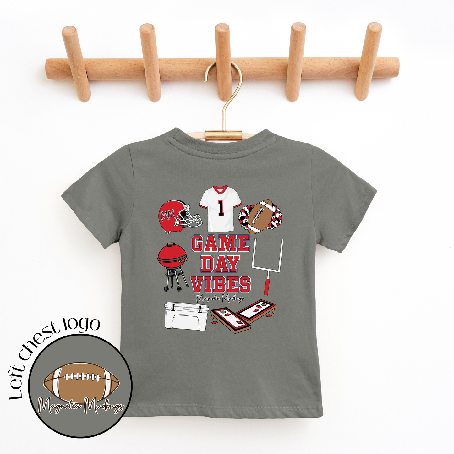 Game Day Vibes | Red + Black | Football Kid’s Tee