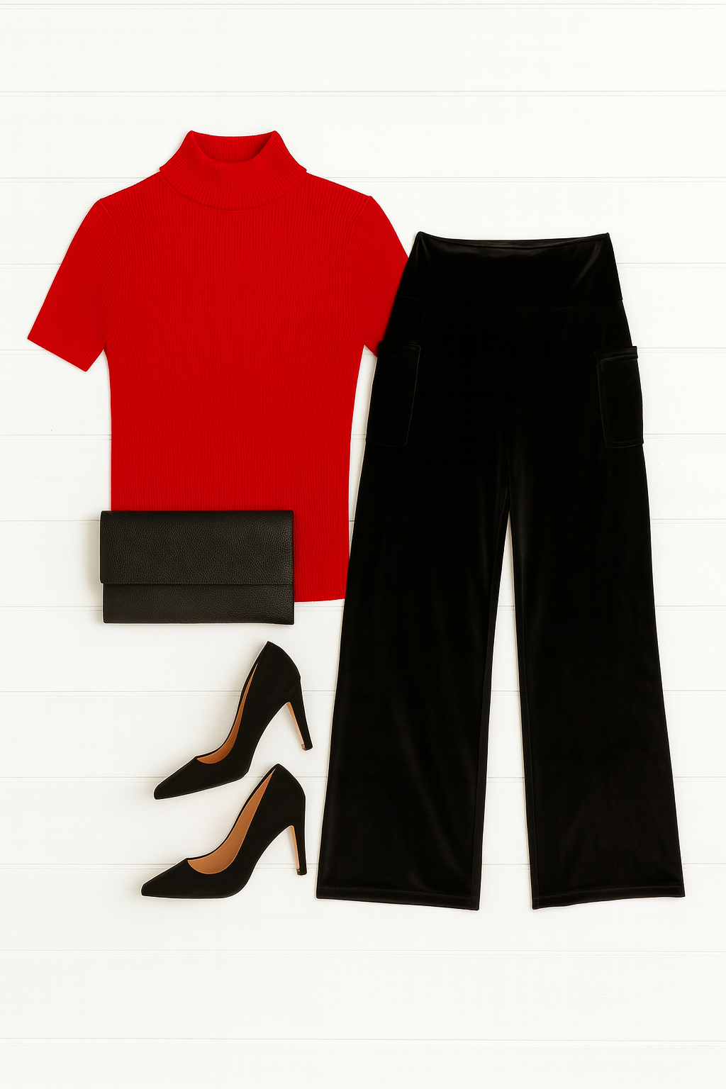 The Regina - Black Velvet Wide Leg Pants