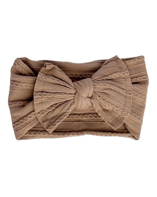 Solid Knit Nylon Headband - Mocha