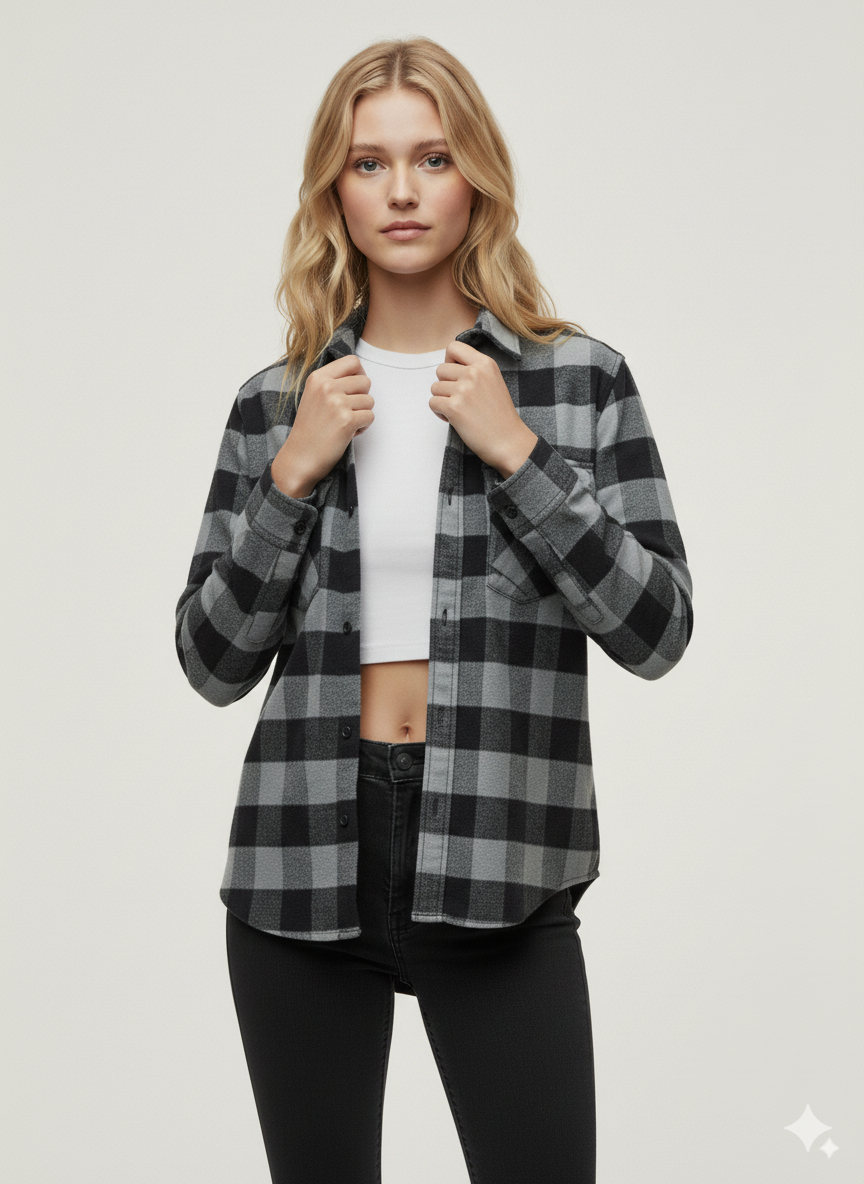 Flannel Long Sleeve Buffalo Plaid Shirt Unisex