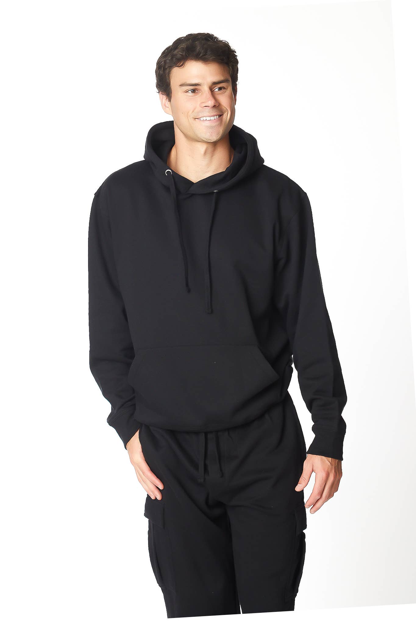 MEN'S FLEECE PULLOVER HOODIE- Black