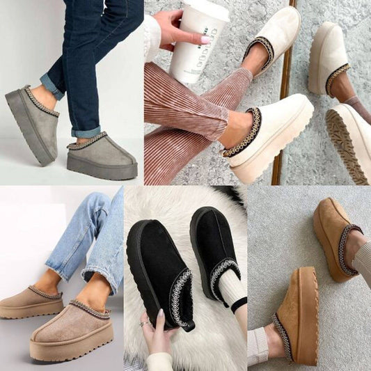 FAUX FUR PLATFOM SLIPPERS COZY FLUFFY ANKLE BOOTS