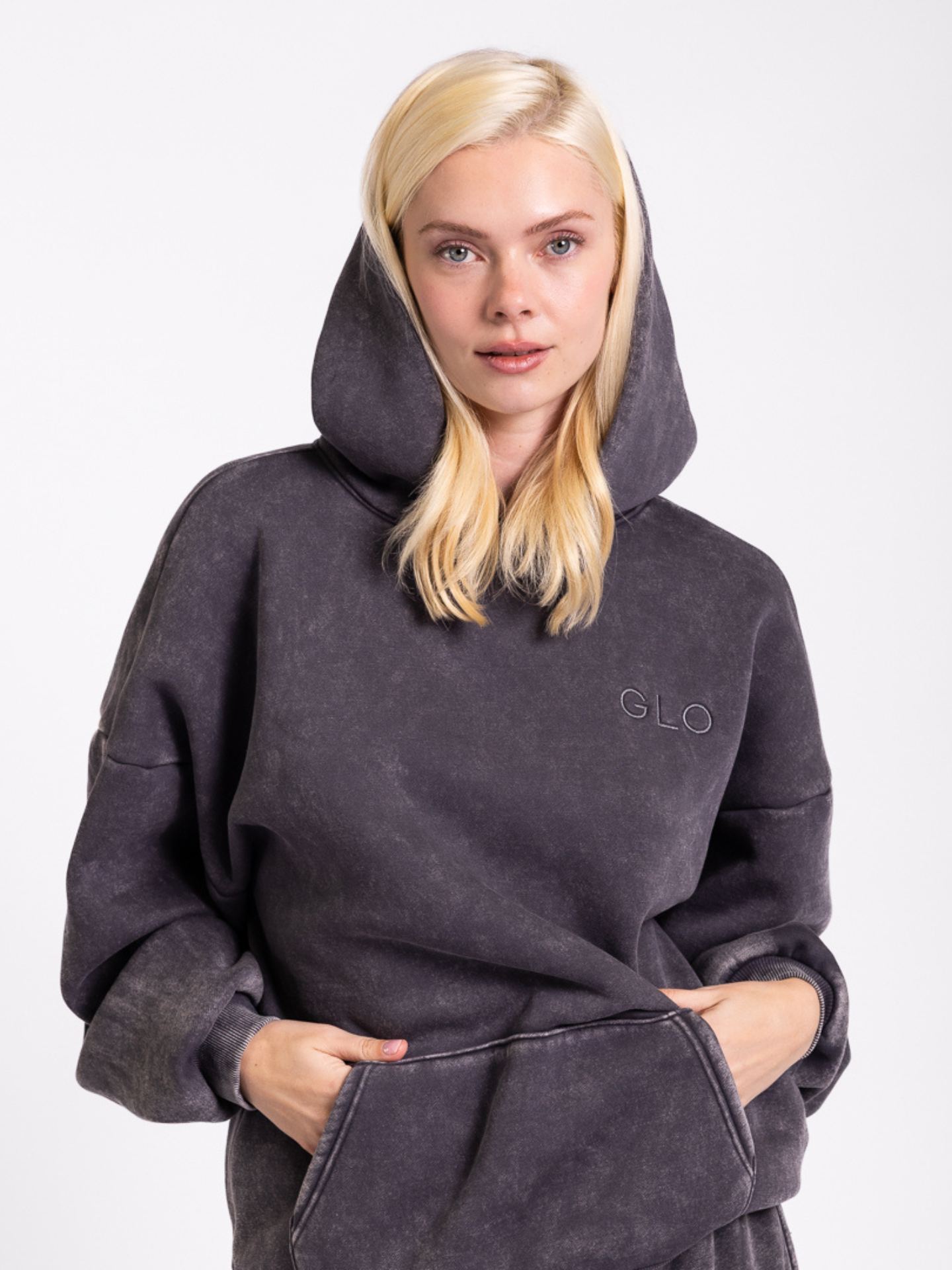 GLO Kingdom Essential Hoodie - Snow Wash - Dark Shadow- Forgiven