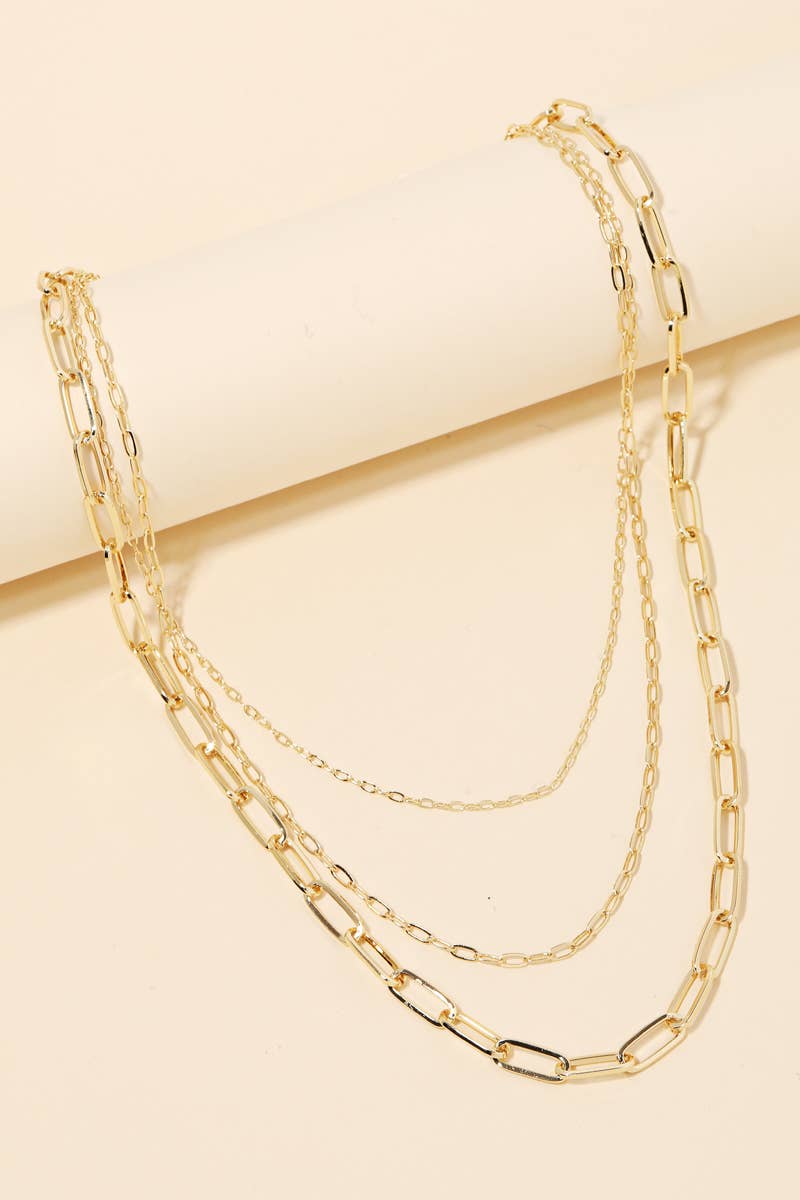 Triple Oval Chain Link Necklace
