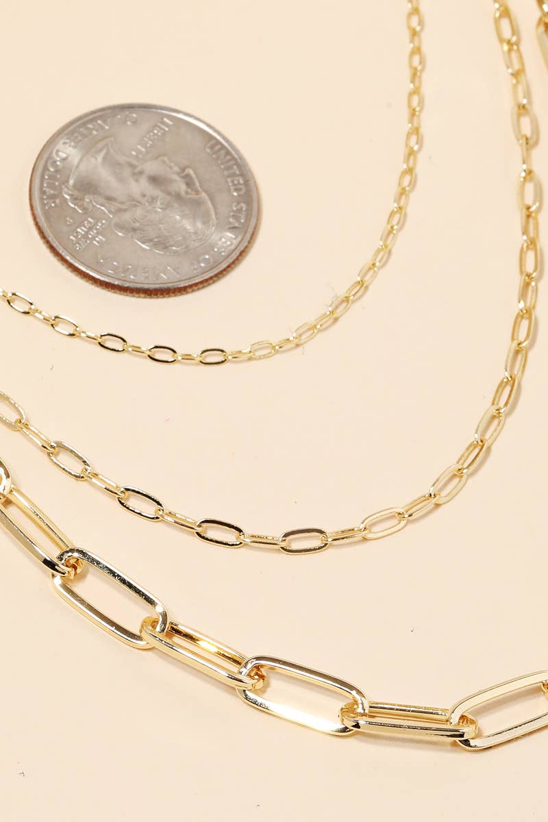 Triple Oval Chain Link Necklace