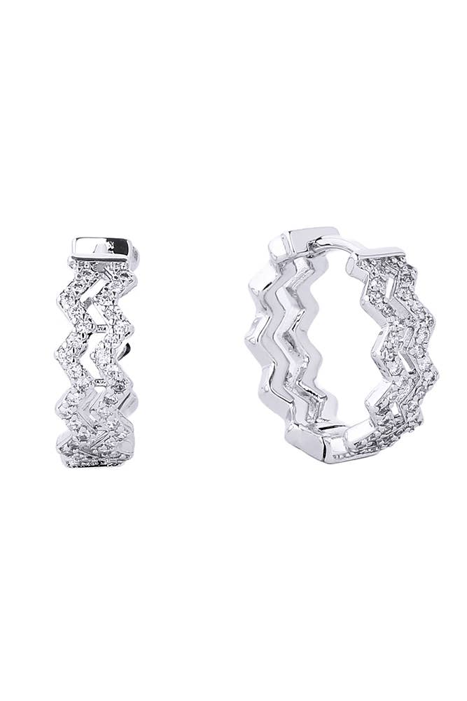 14K Gold/White Gold Dipped Huggie Hoop Cz Paved