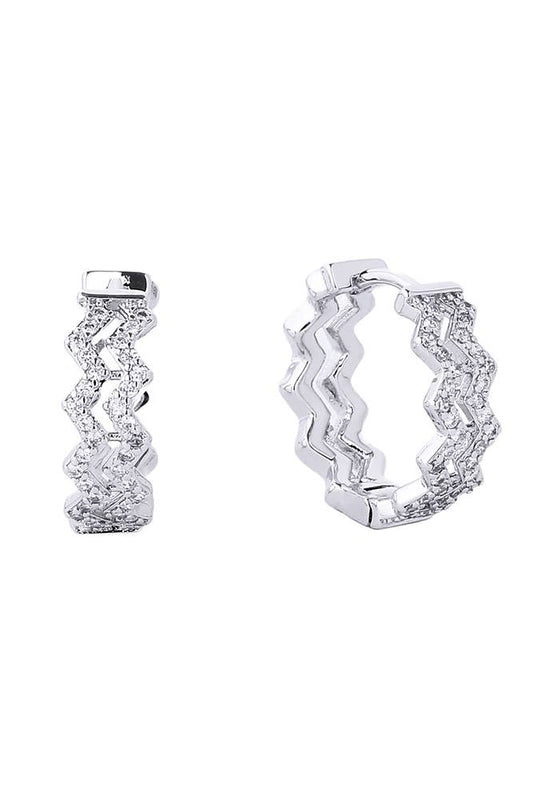 14K Gold/White Gold Dipped Huggie Hoop Cz Paved