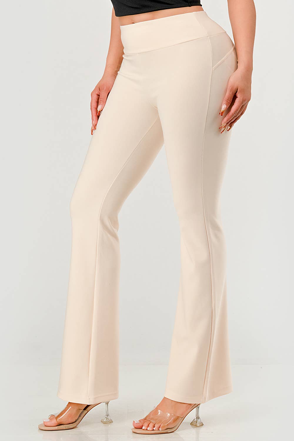 Womens High Waist Tummy Control Flare Pants