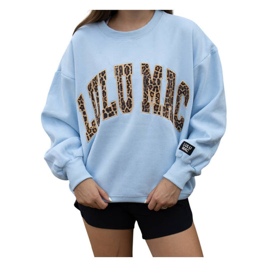 Lulu Mac Leopard Sweatshirt- LIGHT BLUE