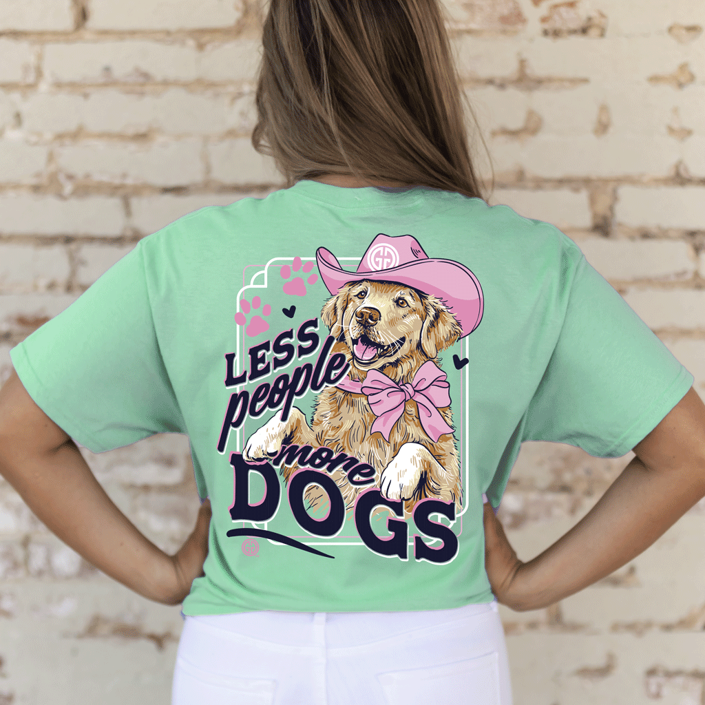 Girlie Girl Originals  Less People More Dogs-Cool Mint