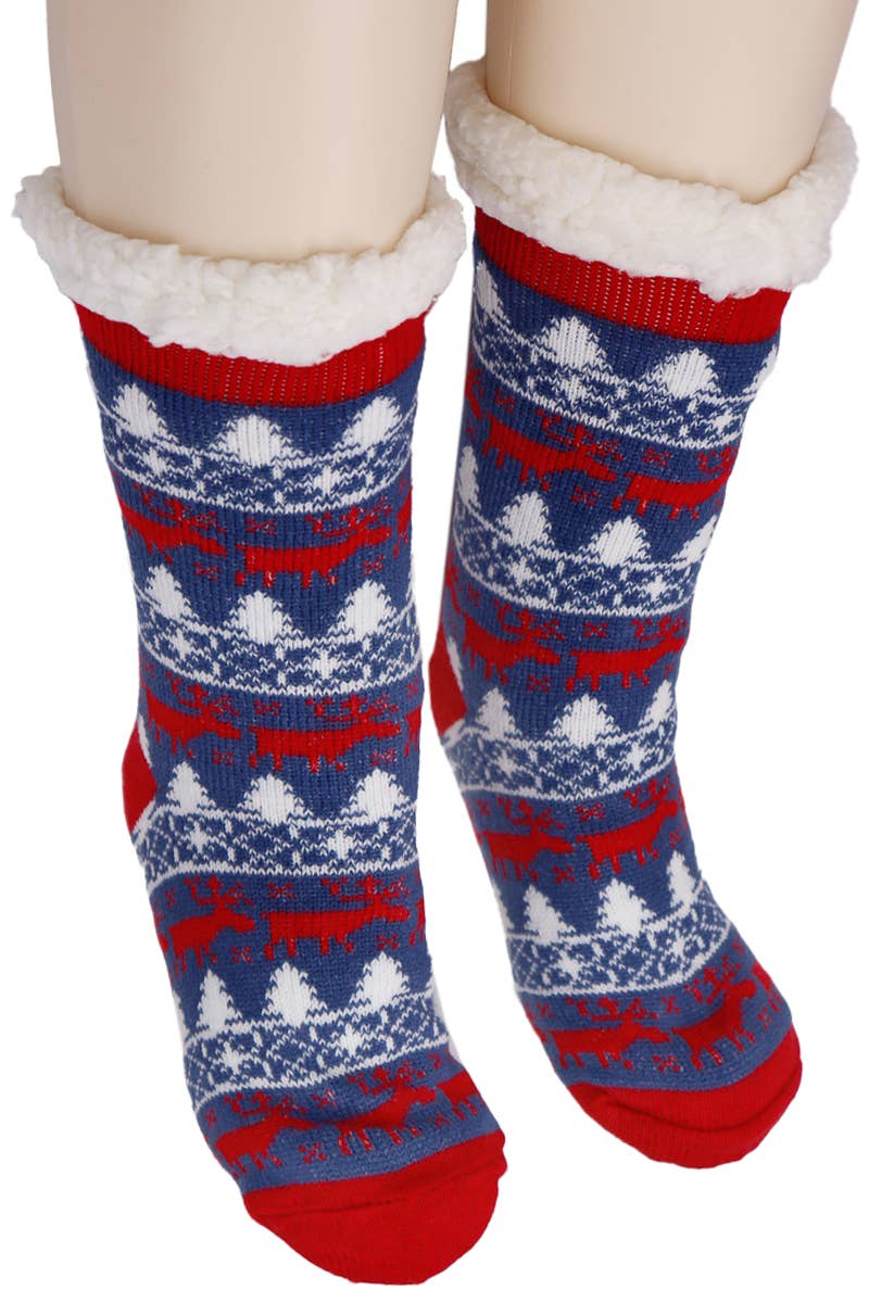 Women's Reindeer Tree Thick Fleece Lounge Socks