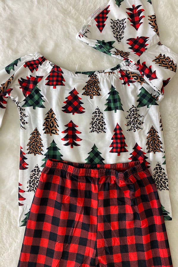 Kids Leopard & Plaid Christmas tree set