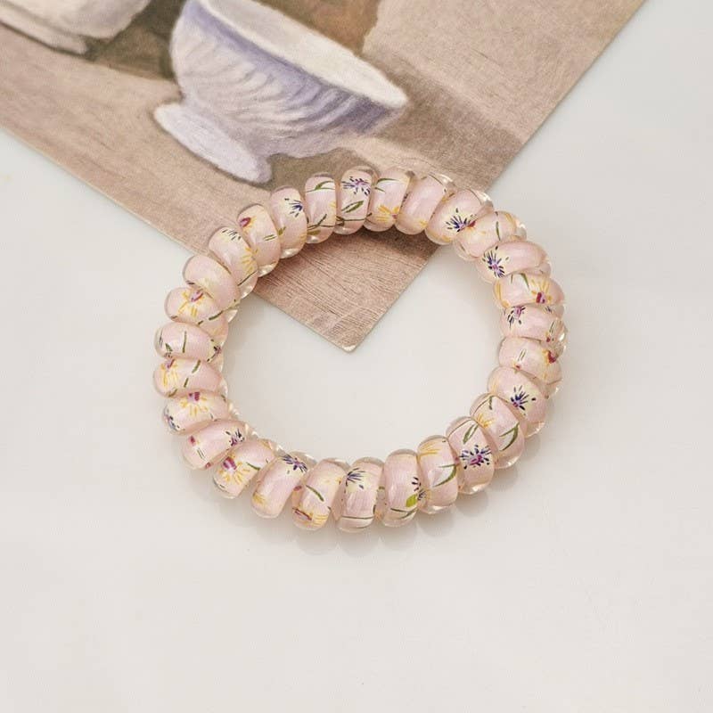 MIX  FLOWER FLORAL SET OF 5  COIL HAIR TIES