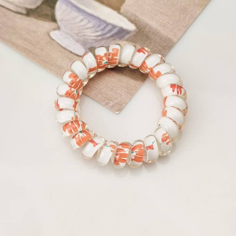 MIX  FLOWER FLORAL SET OF 5  COIL HAIR TIES