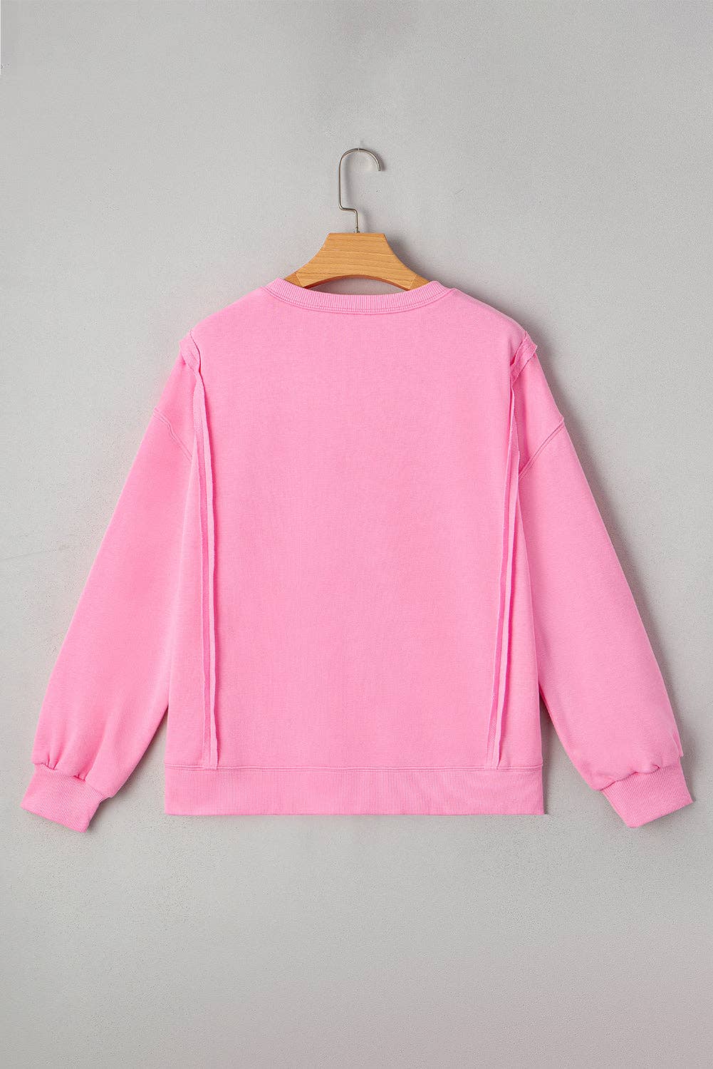 Bonbon Lace Insert Bow Embroidered Exposed Seam Sweatshirt