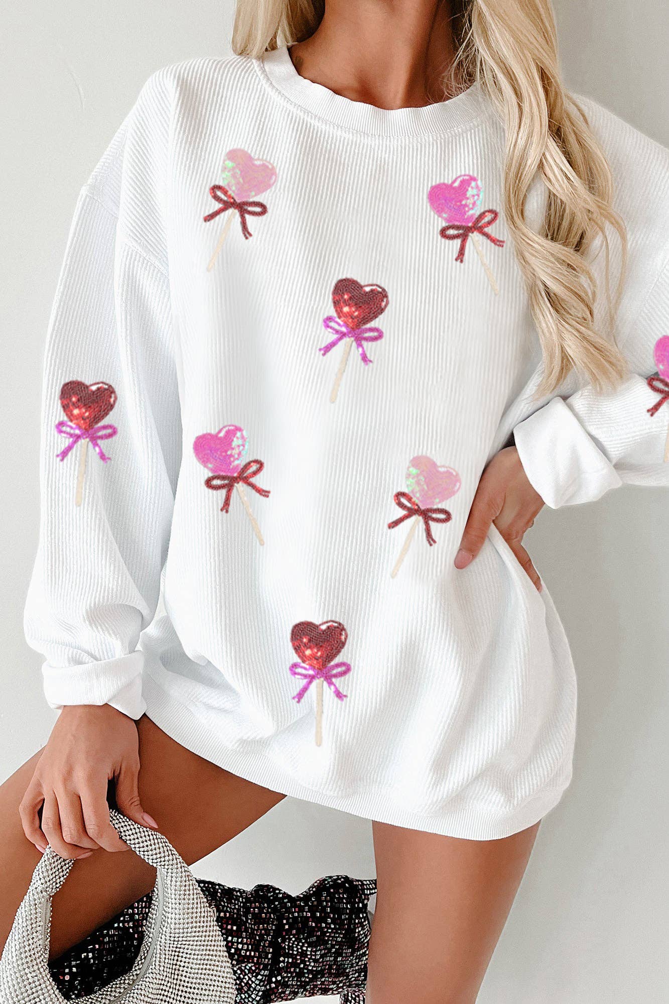 Valentine Corded Long Sleeve Sweatshirt