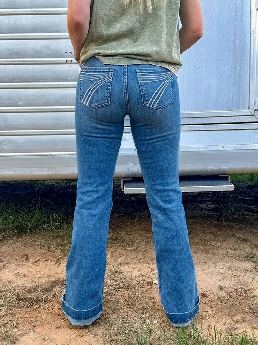 Western Vintage Cowboy Embroidered bootcut jeans