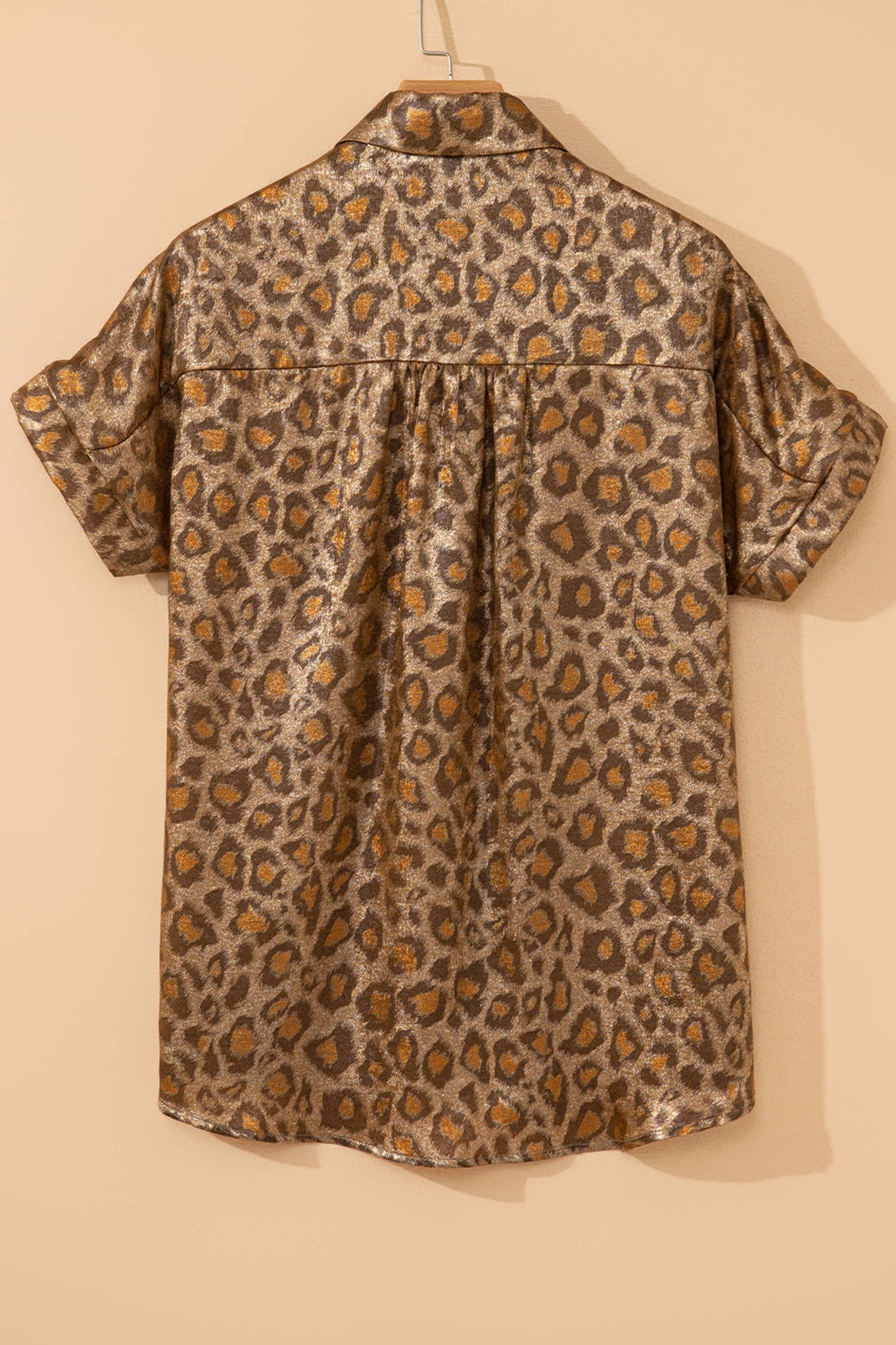 LAS Metallic Leopard Short Sleeve Casual Shirt