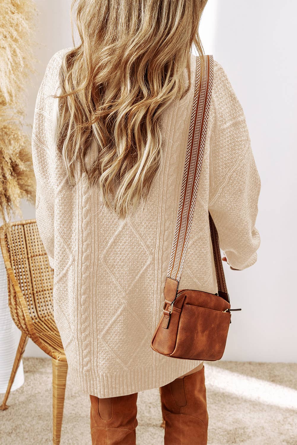 Grace Cable Knit Loose Fit Knit Sweater Dress