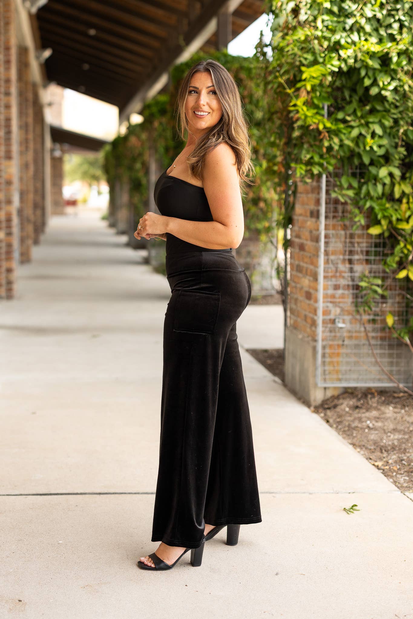 The Regina - Black Velvet Wide Leg Pants