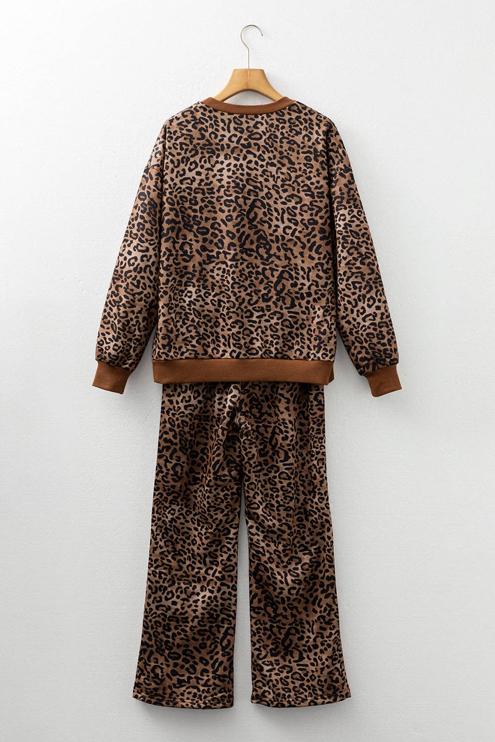 Leopard Contrast Trim Top and Pants Set