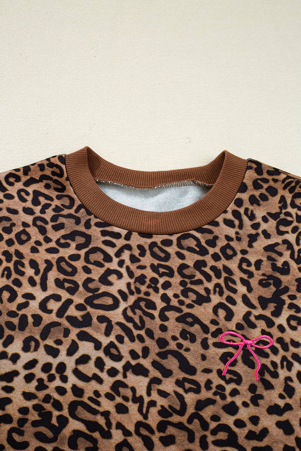 Leopard Contrast Trim Top and Pants Set