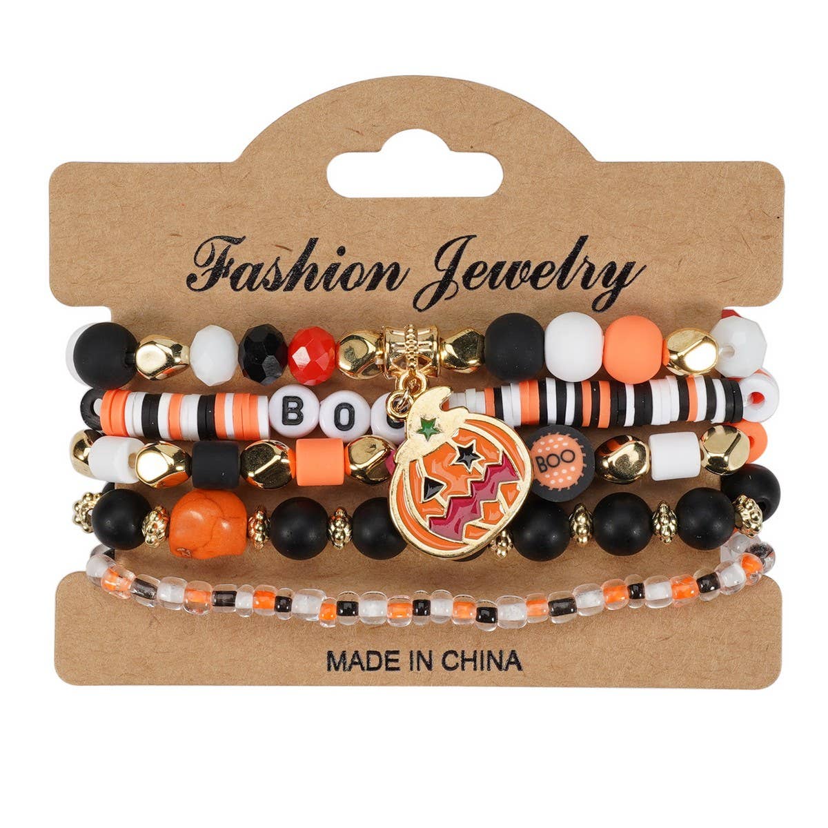 HALLOWEEN PUMPKIN GHOST BEADED BRACELET