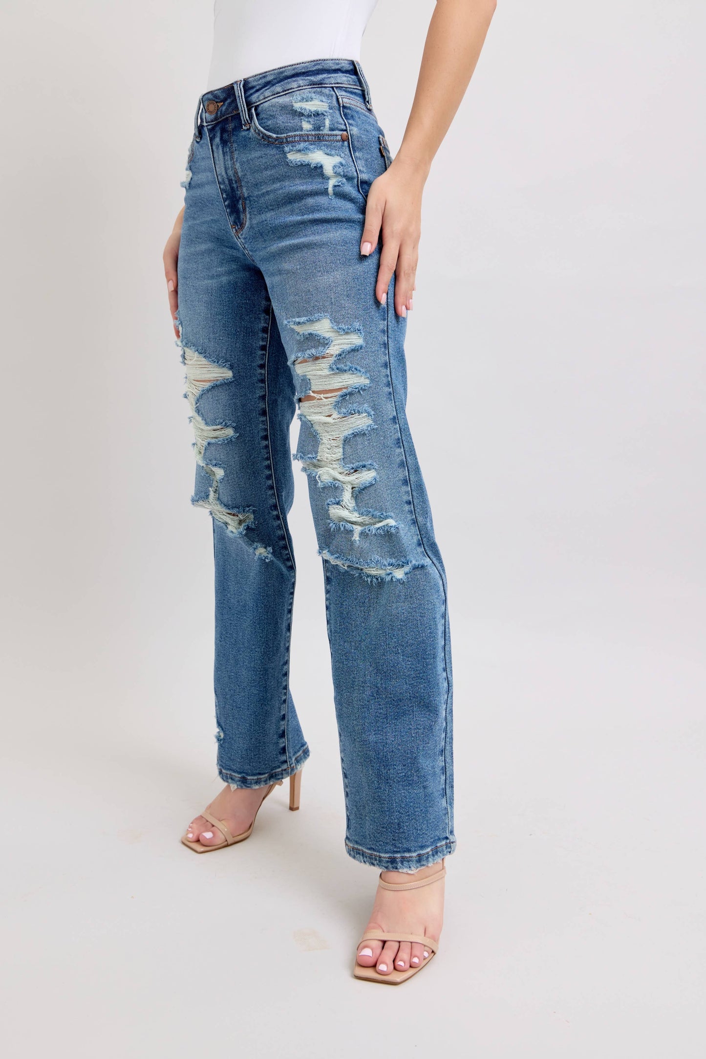 Judy Blue Heavy Distressed High Waisted Straight