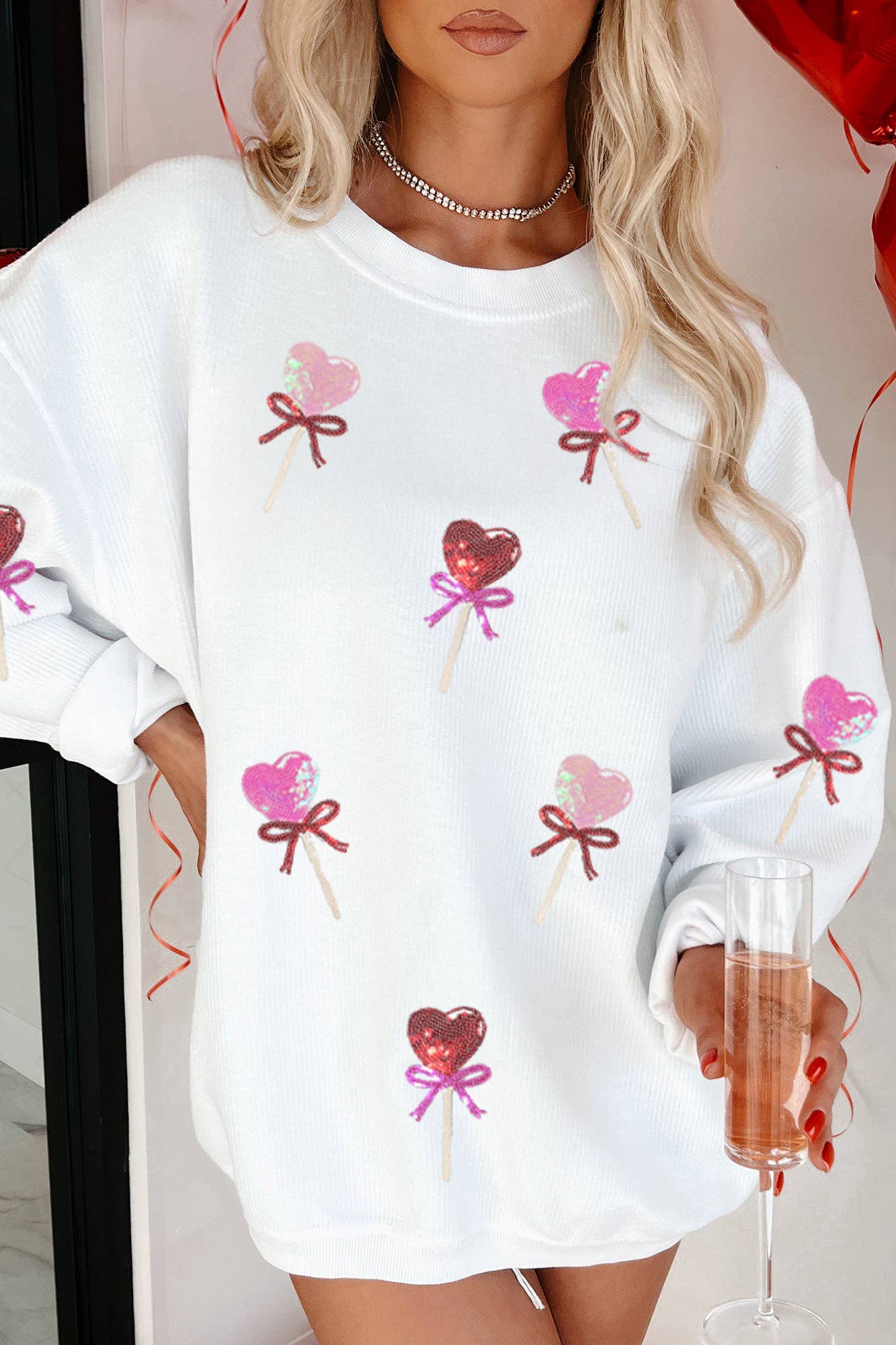 Valentine Corded Long Sleeve Sweatshirt