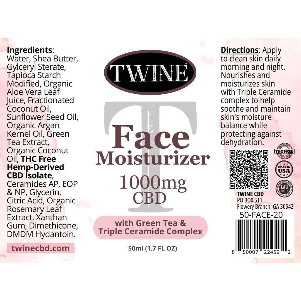 Twine CBD Face Moisturizer w/Green Tea, Triple Ceramide-Skin Care