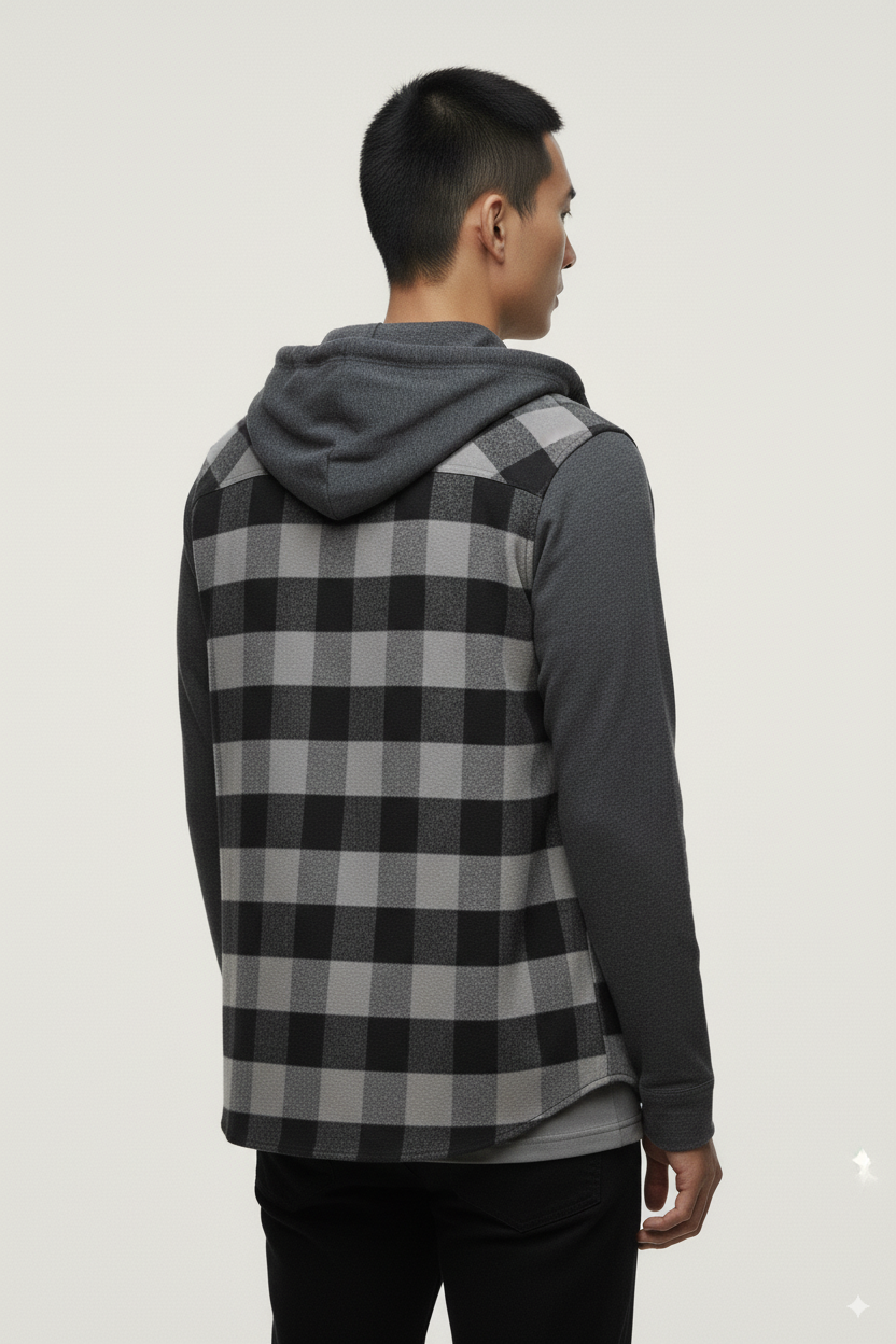 FLANNEL SHIRT WITH DETACHABLE HOOD Unisex
