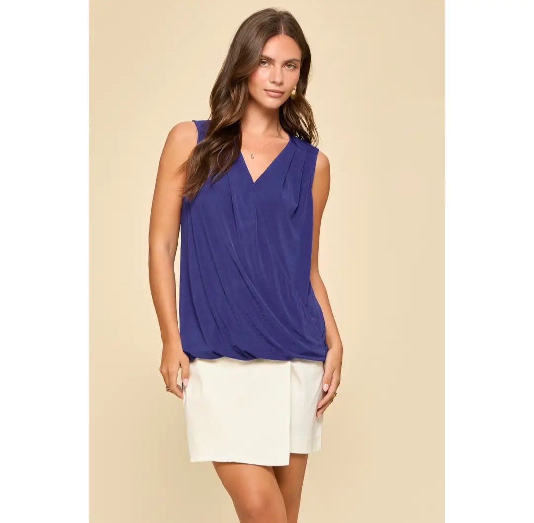 Dear Scarlett Surplice Neckline Sleeveless Top