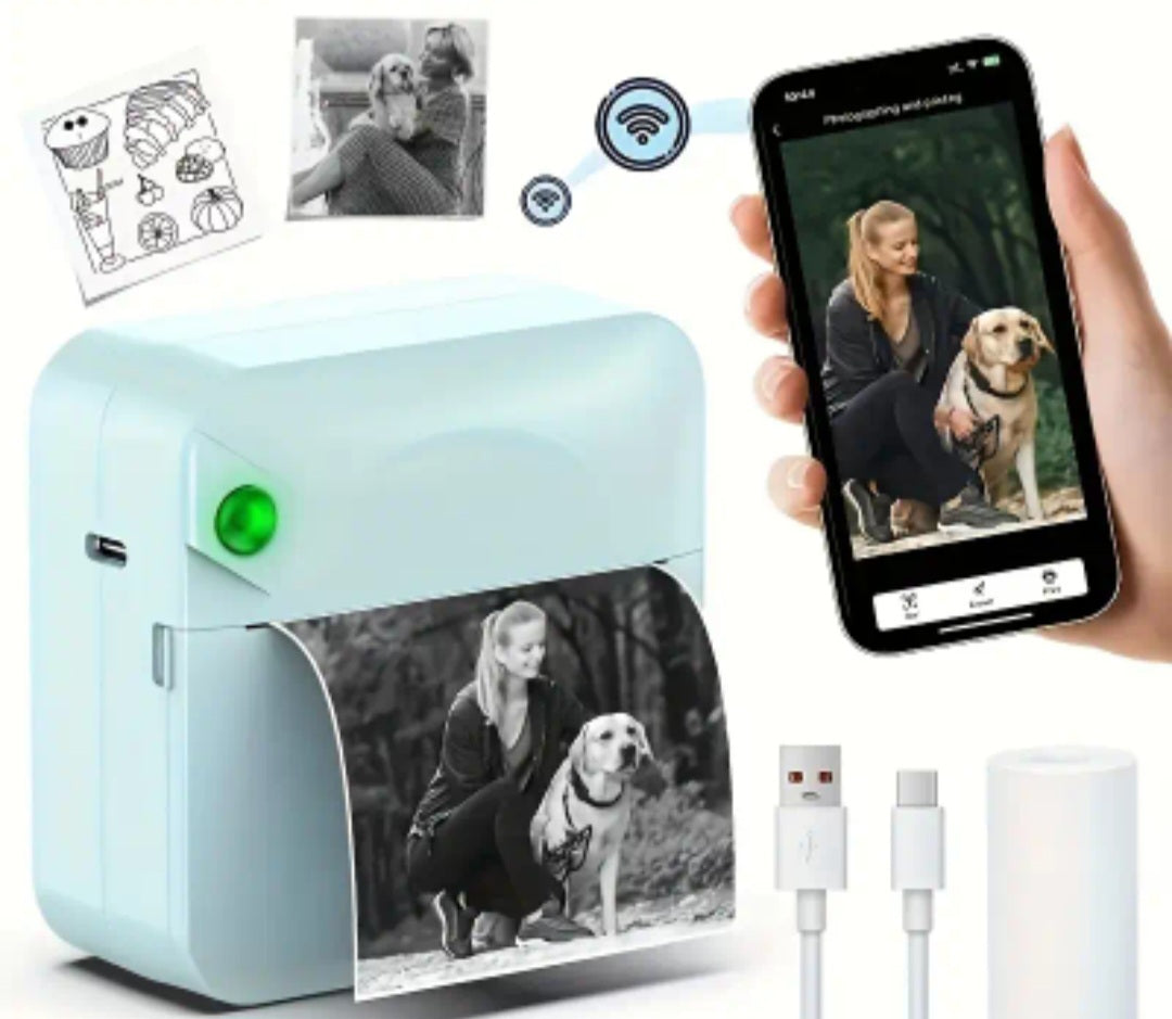 Portable Wireless Thermal Printer with Single Roll Thermal Paper