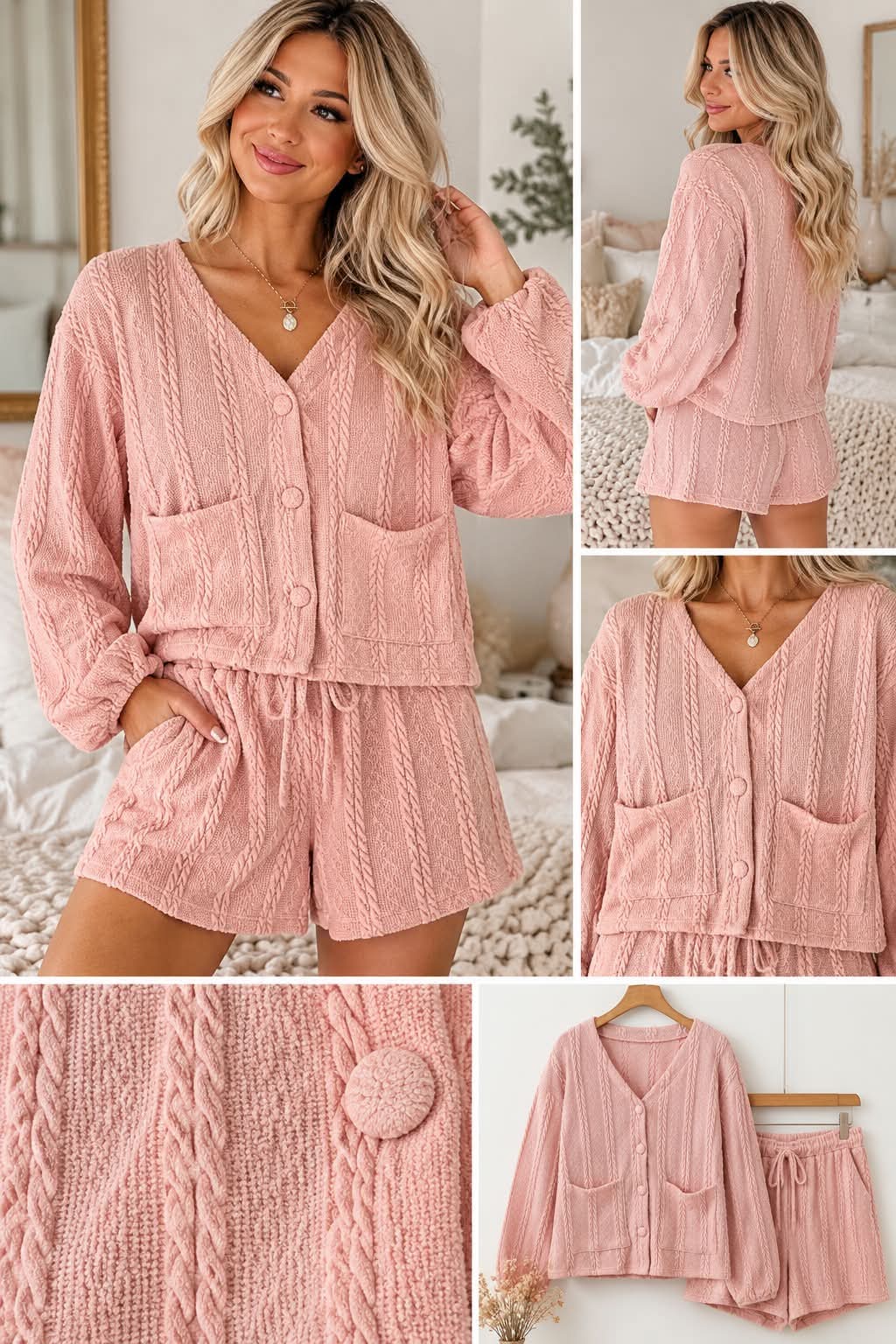 Pink Cable Knit Set
